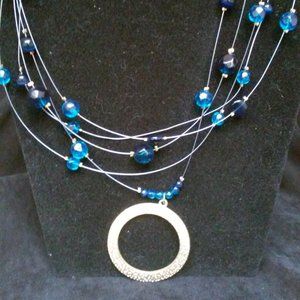 Gold Circle Pendant Choker Necklace